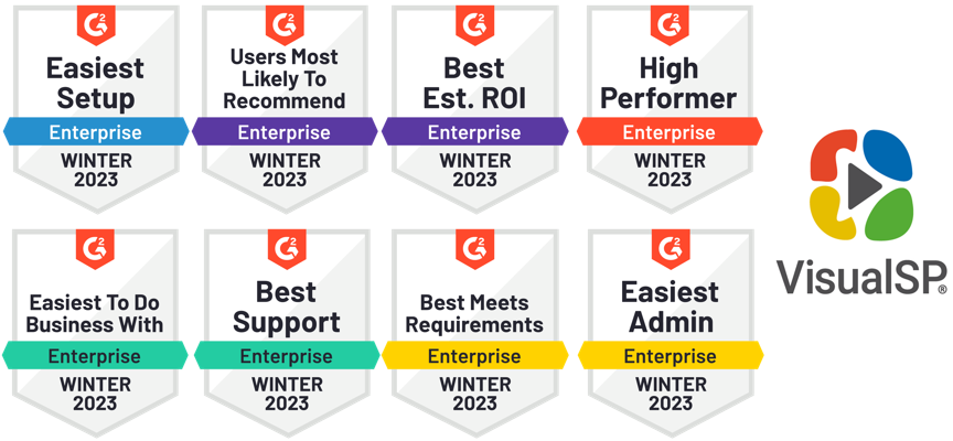 G2 badges earned by VisualSP in Winter 2023-1