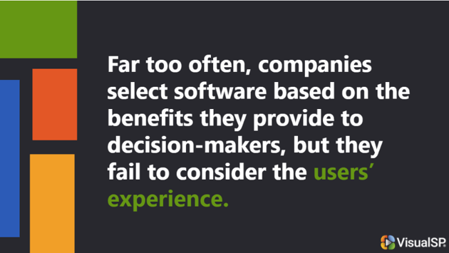 Selecting software based on user experience